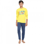Li’L Tomatoes Boys Drawstring Regular Fit Avengers Round Neck Cotton Night Suit Sets Yellow