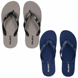Solefit Men’S Zoom Grey-Navy Flip-Flops Pack Of 2-6 Uk (Slft-0103-0104)