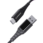 Ambrane 60W / 3A Fast Charging Output Cable With Type-C To Usb For Mobile, Neckband, True Wireless Earphone Charging, 480Mbps Data Sync Speed, 1M Length (Act – Az10, Black)