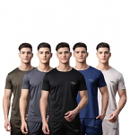 Vimal Jonney Dryfit Lycra Solid Multicolor T-Shirt For Men (Pack Of 5)-Dryfit_T_Blk_Blu_Gry_L.Gry_Olv_05-S