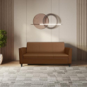 Interio By Godrej Emperor 3-Seater Synthetic Leather Sofa | 1-Year Warranty, Solid Wood, Toffee-Brown