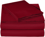 Amazonbasics Microfiber Sheet Set – (Includes 1 Bedsheet, 1 Fitted Sheet With Elastic, 2 Pillow Covers) King, Burgundy