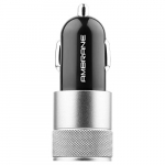 Ambrane 2.4A Dual Port Car Charger For All Smartphones (Acc-74-M, Black & Silver)