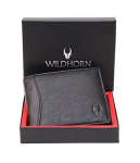 Wildhorn Black Leather Wallet For Men I Rfid Protected I Top Grain Leather I 8 Card Slots I 2 Currency Compartments