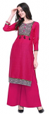 Ethnicjunction Women’S Soft Cotton Unstiched Kurti Material With Print And Tussels Work (Ej1180-88008 Kurti Fabric;Barbie Pink)
