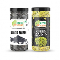 Nutri Desire Combo Pack Of Green Raisins & Black Raisins 150 Gms Each Total 300 Gms[Jar Pack]