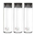 Cello H2O Glass Fridge Water Bottle With Plastic Cap | Leak Proof & Break-Proof | Wide Mouth & Easy To Clean | Best Usage For Office/School/College | Set Of 3, 920Ml | Black