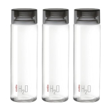 Cello H2O Glass Fridge Water Bottle With Plastic Cap | Leak Proof & Break-Proof | Wide Mouth & Easy To Clean | Best Usage For Office/School/College | Set Of 3, 920Ml | Black