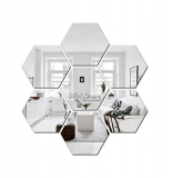 Bikri Kendra – 7 Hexagon Silver – 3D Acrylic Decorative Mirror Murals Wall Stickers