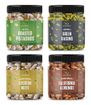 Greenfinity Dry Fruits Combo Pack Of Almonds, Cashews, Raisin, Roasted Pistachio (Jar Pack) (250G * 4) 1Kg, Hampers For Employees, Dry Fruits Gift Pack And Dry Fruits For Family.