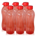 Wonder Plastic Prime Aqua Fridge Bottle Set, Red Color, 6 Pcs Bottles, 1000 Ml, Made In India