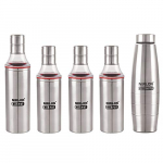 Nirlon Single Wall Steel Bottle/High Durable/Slim Oil Pot Two In One Set Pack Of 05 1000 Ml