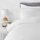 Amazonbasics Microfiber 2-Piece Quilt/Duvet/Comforter Cover Set – Single (66X90-Inch), Grey Crosshatch – With Pillow Cover