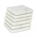 Queenza White Marble Coasters Set Of 6 For Dining Table 4 Inch – Tea, Coffee, Cocktail Coasters Set, Luxury Handmade Vintage Coaster For Table Décor, Kitchen And Perfect For Gifts