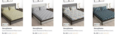 Myntra | 84% Off : Queen Bedsheet + 2 Pillow Covers Starts@ 319