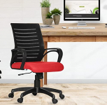 Da Urban® Tulip Mid-Back Revolving Mesh Ergonomic Chair For Home & Office With Tilt Lock Mechanism, Armrest & High Comfort Seating (Red)