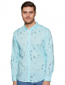 Spykar Mens Cotton Aqua Printed Shirts