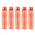 Milton Prime 1000 Pet Water Bottle, Set Of 5, 1 Litre Each, Red | Bpa Free | 100% Leak Proof | Office Bottle | Gym Bottle | Home | Kitchen | Travel Bottle | Hiking | Treking Bottle