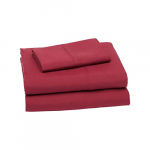 Amazonbasics Polyester Solid Microfiber Sheet Set – Includes 1 Bedsheet, 1 Fitted Sheet With Elastic, 1 Pillow Cover, Single Large, Burgundy