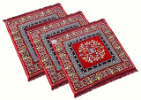 Heart Home Rangoli Design Velvet Square Pooja Mat- Pack Of 3 (Maroon)