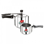 Pigeon By Stovekraft Stainless Steel Pressure Cooker Set Inner Lid, 2 And 3 Litres With Common Lid And Induction Base(14742) , Silver, Medium