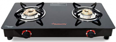 Butterfly Smart Glass Top 2 Burner Open Gas Stove (Black)