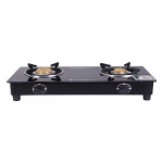 Wonderchef Ultima 2 Burner Toughened Glass Ms Cooktop, Stainless Steel Drip Tray, Tri-Pin,Anti-Skid Legs, Large Pan Supports, Manual Ignition, Black