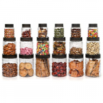 Cello Checkers Plastic Pet Canister Set, 18 Pieces, Clear