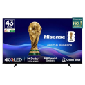 Hisense 108 Cm (43 Inches) 4K Ultra Hd Smart Hi-Qled Tv | 48W Speakers | Dolby Atmos & Hdr10+ | Cricket Mode | World Fastest Tv Os – Vidaa | 43E75Q (Black)