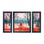 Random (Rp- 1082) Multicolor Abstract Paintings Set Of 3 (6 X 14 Inch-2 , 12 X 14 Inch-1)