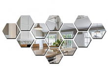 Walltech Hexagon 13 Silver 3D Mirror Acrylic Wall Sticker