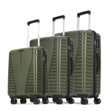 Aristocrat Airpro Set Of 3 (Cabin+Medium+Large) Trolley Bags, Ivy Green | 8-Wheels, Polypropylene Case, Spacious, Combination Lock, Sturdy Zipper, Lightweight Travel Luggage, 3-Year Global Warranty