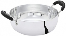Amazon Brand – Solimo White Aluminium Kadhai (22Cm, Induction And Gas Compatible), Silver