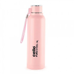 Cello Puro Steel-X Benz Stainless Steel Water Bottle With Inner Steel And Outer Plastic , 900 Ml (Pink)