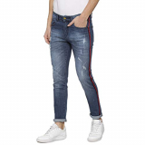 Campus Sutra Men Shaded Side Red Stripe Stitching Denim Jeans(Az19Jn_S2L_M_Pln_Nbu_Az_30)