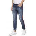 Campus Sutra Men Shaded Side Red Stripe Stitching Denim Jeans(Az19Jn_S2L_M_Pln_Nbu_Az_30)