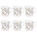 Larah By Borosil Crysta Series Amara Maroon Opalware Mug | Set Of 6 Tea/Coffee Mugs, 160 Ml Each | Microwave & Dishwasher Safe, Bone-Ash Free | Crockery Set Ideal For Daily Use & Gifting | White