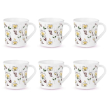 Larah By Borosil Crysta Series Amara Maroon Opalware Mug | Set Of 6 Tea/Coffee Mugs, 160 Ml Each | Microwave & Dishwasher Safe, Bone-Ash Free | Crockery Set Ideal For Daily Use & Gifting | White