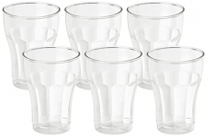 Amazon Brand – Solimo Set Of 6 Plastic Glasses, 250 Ml Each, Transparent