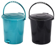 Kuber Industries 2 Pieces Plastic Dustbin Garbage Bin With Handle, 10 Liters (Black & Green) – Ctktc034670, Standard