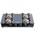 Lifelong Llgs30 Isi Certified Toughened Glass Top 4 Burner Manual Ignition Open Gas Stove With Doorstep Service (Black, 1 Year Warranty)