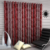 Fashion String Polyester 4 Pieces Door Curtain Set, 7 Feet Long, Maroon