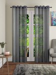 Home Sizzler Zig Zag 2 Piece Black Door Curtain, 7 Feet