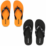 Solefit Men’S Zoom Black-Orange Flip-Flops Pack Of 2-6 Uk (Slft-0101-0105)