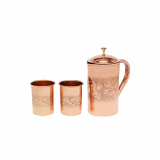 Homestop Ivy Mahogany Jug With Glass – Set Of 3 (Copper_Free Size)