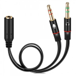 Lapster Gold Plated 2 Male To 1 Female 3.5Mm Headphone Earphone Mic Audio Y Splitter Cable For Pc Laptop – Black