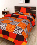 Aerohaven 180 Tc Microfibre Double 3D Luxury Bedsheet With 1 Pillow Covers, Orange Color (Single Bed (60 X 90 Inch)