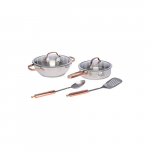 Homestop Ivy Round Metallic Induction Bottom Glam Cookware Set Of 6 Pieces (Silver_Free Size)