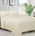 Bsb Home® 100% Microfiber Ultrasonic 280 Tc Solid King Size Quilted Bed Cover/Bedsheet With 2 Pillow Covers, (Luxurious, Off White 90X100 Inches, 254X228 Cm)