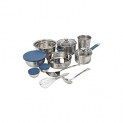 Homestop Ivy Round Metallic Stainless Steel Cookware Set Of 20 (Silver_Free Size)